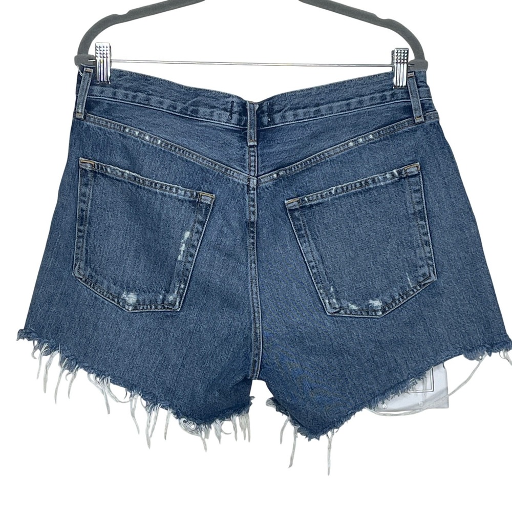 Agolde Women's Denim Jean Shorts in Medium Blue Distress - Picture 2 of 9